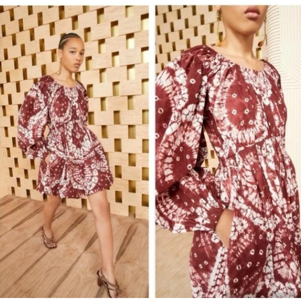 Ulla Johnson Burgundy and White Mini Dress